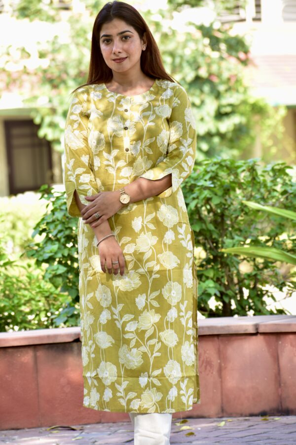 Saajh long kurti Green